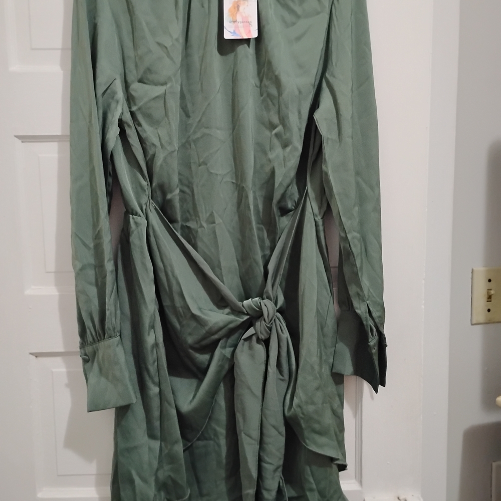 Chic Long Sleeve Green Dress